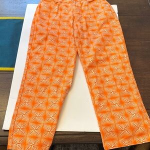 Another Girl Orange Geo-Patterned Women's Cropped Pants 70s vibe